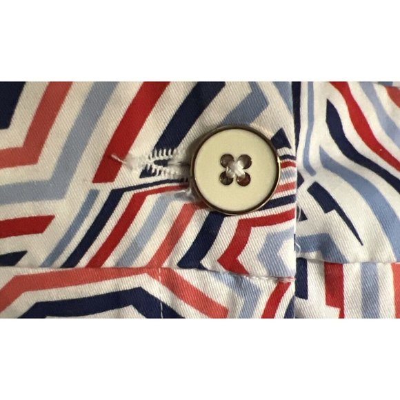 Crown & Ivy Womens Shelby Chino Shorts Blue Red Umbrella Size 12 Waist 34‎ - Picture 3 of 7